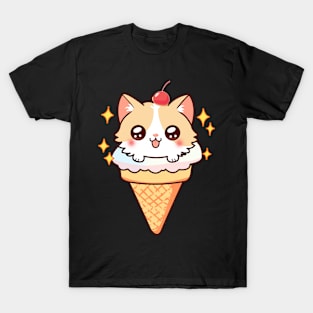 Cute Kawaii Ice Cream Kitten T-Shirt